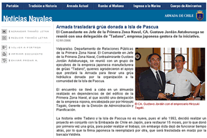 Website released by the Chilean Navy